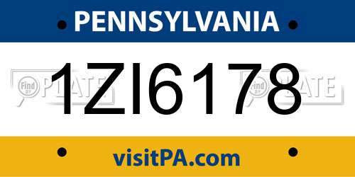 1ZI6178 Pennsylvania License Plate