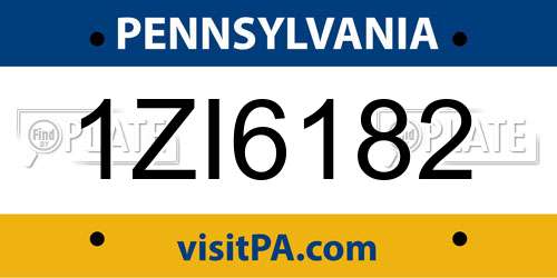1ZI6182 Pennsylvania License Plate