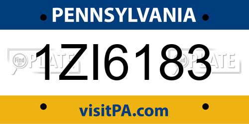 1ZI6183 Pennsylvania License Plate