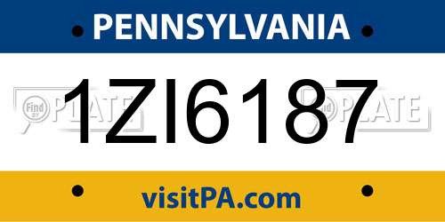 1ZI6187 Pennsylvania License Plate