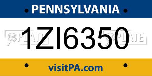1ZI6350 Pennsylvania License Plate