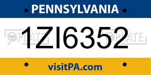 1ZI6352 Pennsylvania License Plate