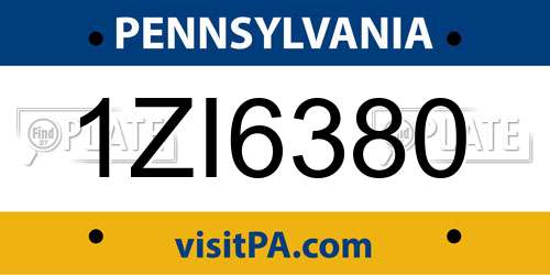 1ZI6380 Pennsylvania License Plate