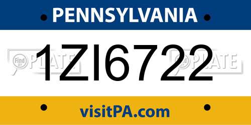 1ZI6722 Pennsylvania License Plate