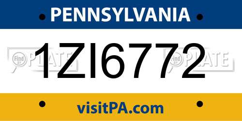 1ZI6772 Pennsylvania License Plate