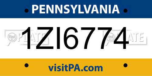 1ZI6774 Pennsylvania License Plate