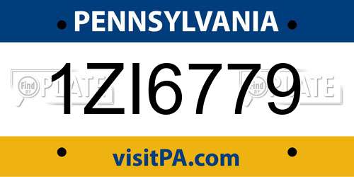 1ZI6779 Pennsylvania License Plate