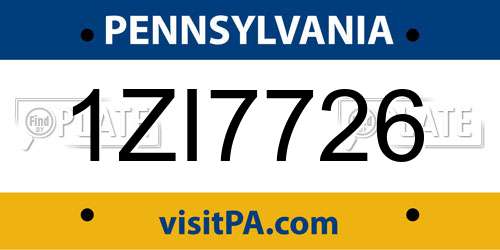1ZI7726 Pennsylvania License Plate