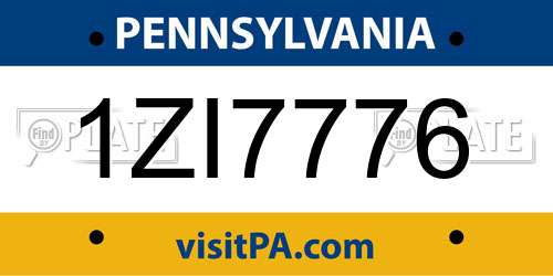 1ZI7776 Pennsylvania License Plate