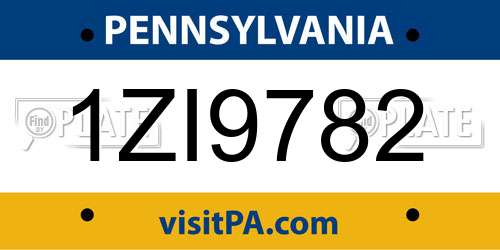 1ZI9782 Pennsylvania License Plate