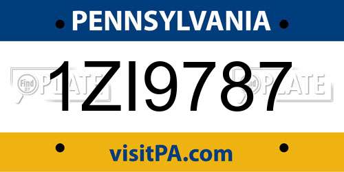 1ZI9787 Pennsylvania License Plate