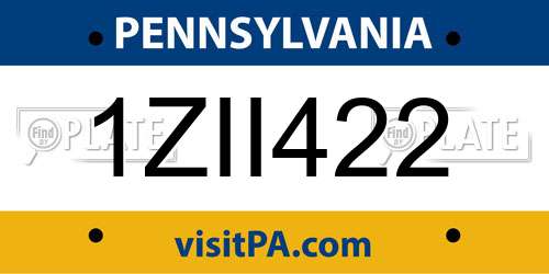 1ZII422 Pennsylvania License Plate