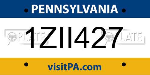 1ZII427 Pennsylvania License Plate