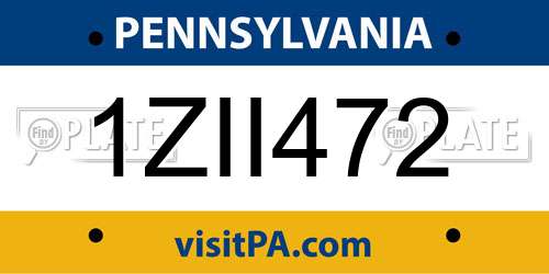 1ZII472 Pennsylvania License Plate