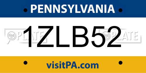 1ZLB52 Pennsylvania License Plate