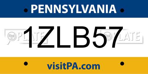 1ZLB57 Pennsylvania License Plate