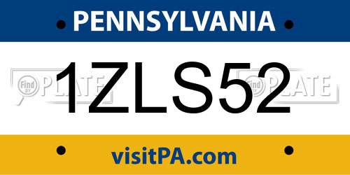 1ZLS52 Pennsylvania License Plate