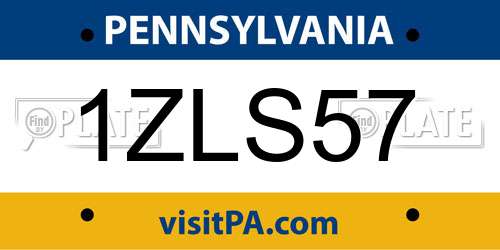 1ZLS57 Pennsylvania License Plate