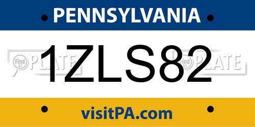 1ZLS82 Pennsylvania License Plate