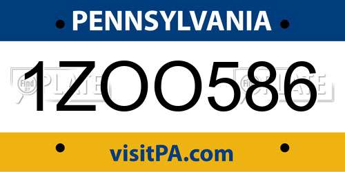 1ZOO586 Pennsylvania License Plate