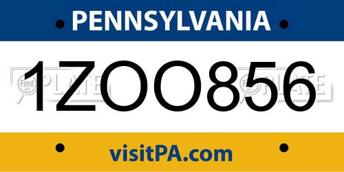 1ZOO856 Pennsylvania License Plate