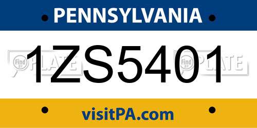 1ZS5401 Pennsylvania License Plate