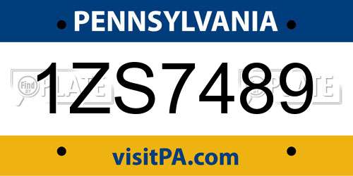 1ZS7489 Pennsylvania License Plate