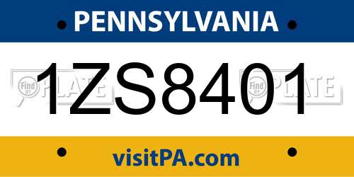 1ZS8401 Pennsylvania License Plate