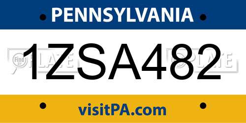 1ZSA482 Pennsylvania License Plate