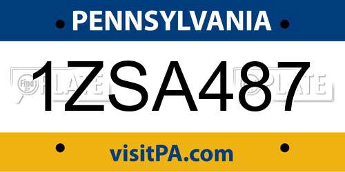 1ZSA487 Pennsylvania License Plate