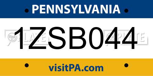 1ZSB044 Pennsylvania License Plate