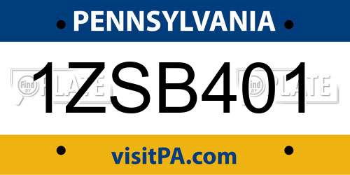 1ZSB401 Pennsylvania License Plate