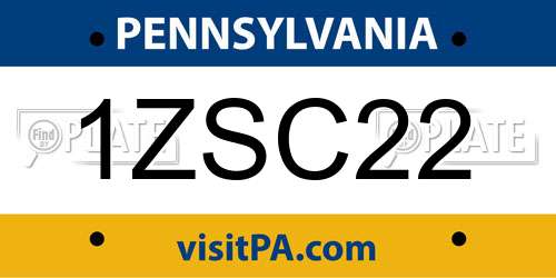 1ZSC22 Pennsylvania License Plate