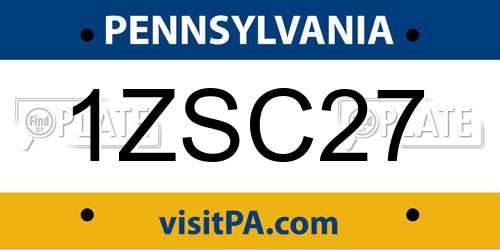1ZSC27 Pennsylvania License Plate