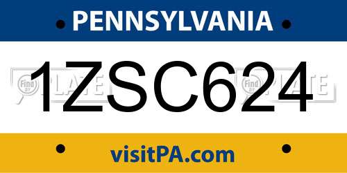 1ZSC624 Pennsylvania License Plate