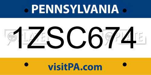 1ZSC674 Pennsylvania License Plate
