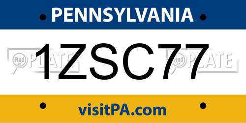 1ZSC77 Pennsylvania License Plate