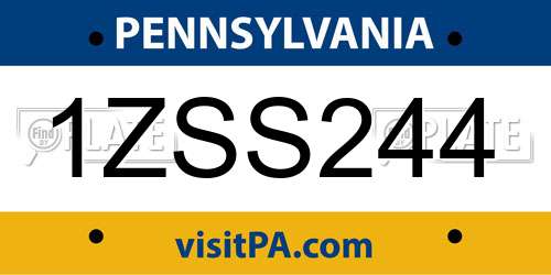 1ZSS244 Pennsylvania License Plate