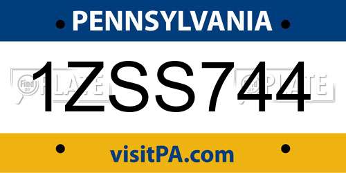 1ZSS744 Pennsylvania License Plate