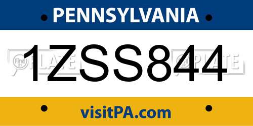 1ZSS844 Pennsylvania License Plate