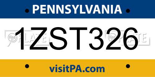 1ZST326 Pennsylvania License Plate