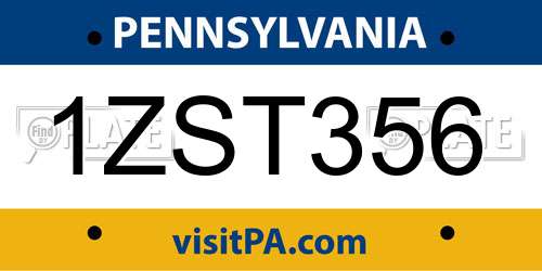 1ZST356 Pennsylvania License Plate