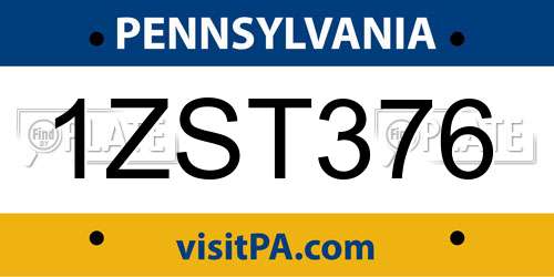 1ZST376 Pennsylvania License Plate