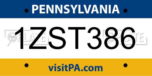 1ZST386 Pennsylvania License Plate