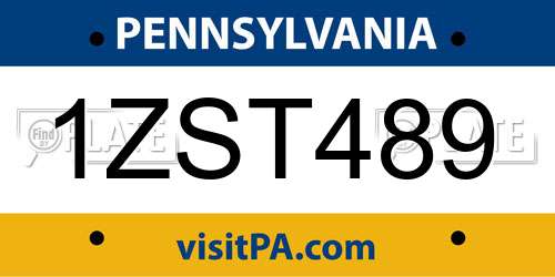 1ZST489 Pennsylvania License Plate