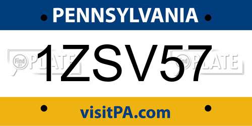 1ZSV57 Pennsylvania License Plate
