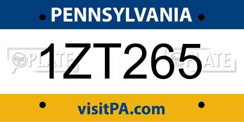 1ZT265 Pennsylvania License Plate