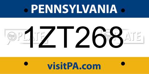 1ZT268 Pennsylvania License Plate