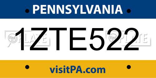 1ZTE522 Pennsylvania License Plate