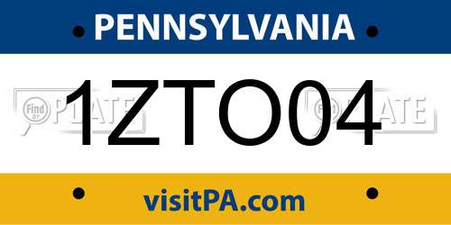 1ZTO04 Pennsylvania License Plate